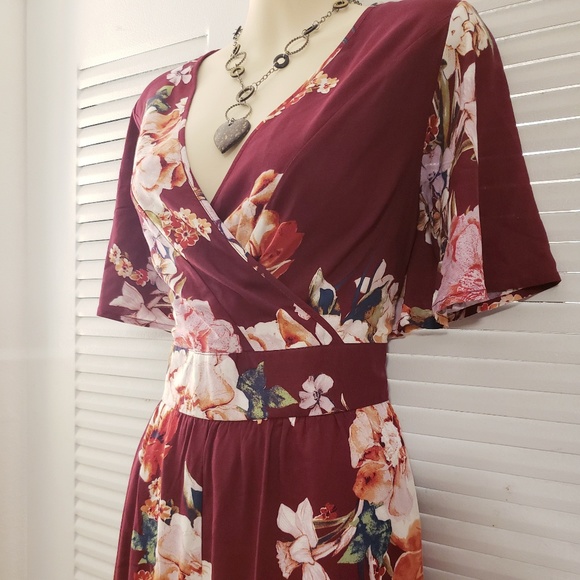 maroon floral jumpsuit